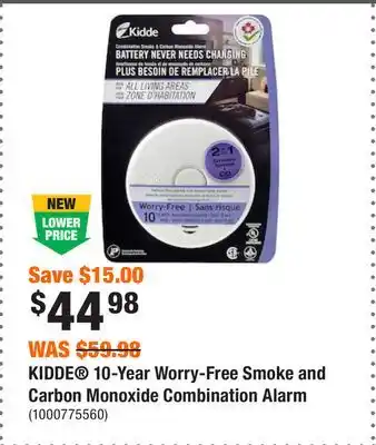 Home Depot Kidde 10-year worry-free smoke and carbon monoxide combination alarm offer