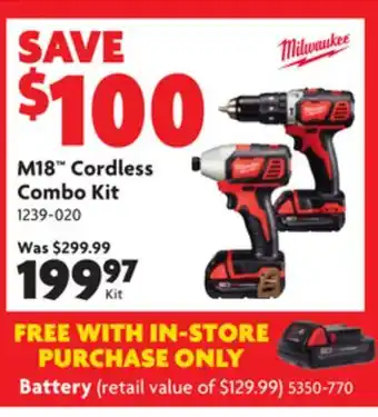 Home Hardware M18 cordless combo kit offer