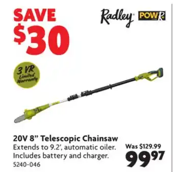 Home Hardware 20v 8 telescopic chainsaw offer
