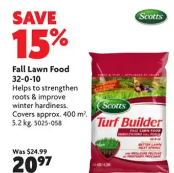 Home Hardware Fall lawn food 32-0-10 offer