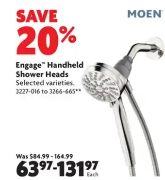 Home Hardware Engage handheld shower heads offer