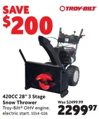 Home Hardware 420cc 28 3 stage snow thrower offer
