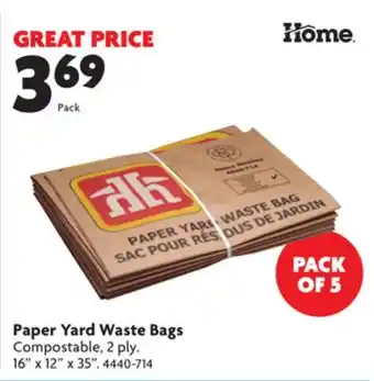 Home Hardware Paper yard waste bags offer