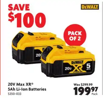 Home Hardware 20v max xr 5ah li-ion batteries offer