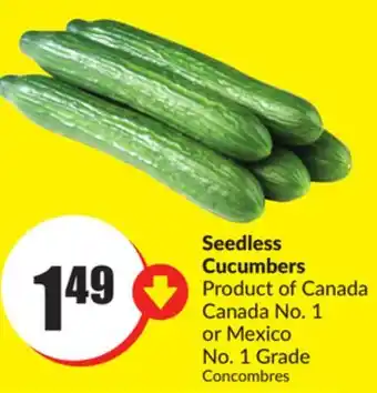 Chalo FreshCo Seedless cucumbers product of canada canada no. 1 or mexico no. 1 grade offer
