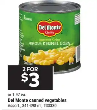 Giant Tiger Del monte canned vegetables offer