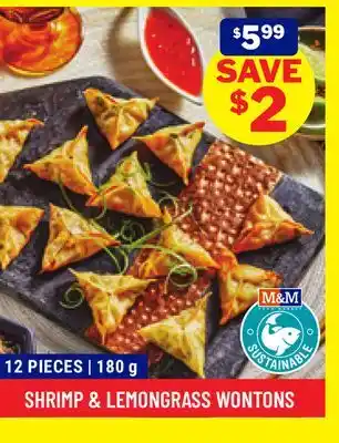 M & M Food Market Shrimp & lemongrass wontons offer