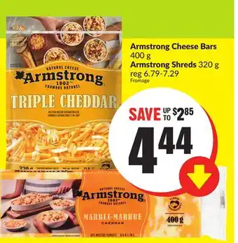 FreshCo Armstrong cheese bars 400 g armstrong shreds 320 g offer