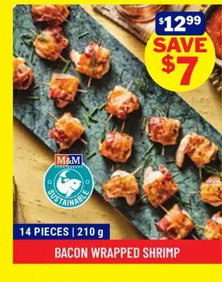 M & M Food Market Bacon wrapped shrimp offer
