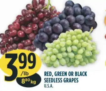 Marché Adonis Red, green or black seedless grapes offer