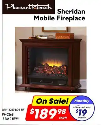 Factory Direct Pleasant hearth sheridan mobile fireplace offer