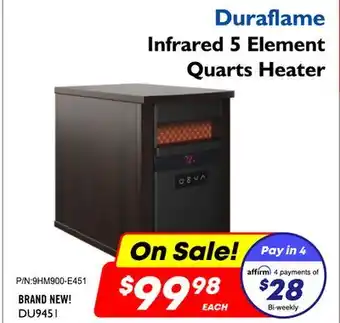 Factory Direct Duraflame infrared 5 element quarts heater offer