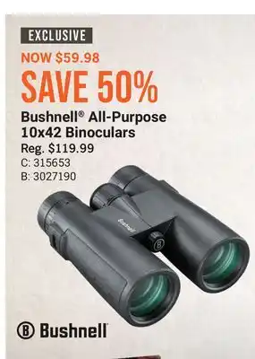 Bass Pro Bushnell all-purpose 10x42 binoculars offer