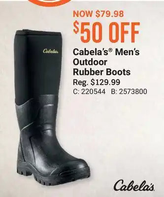 Bass Pro Cabela's men's outdoor rubber boots offer