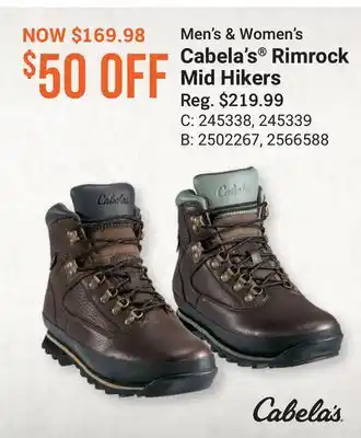 Bass Pro Cabela's men's & women's rimrock mid hikers offer