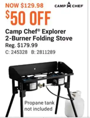 Bass Pro Camp chef explorer 2-burner folding stove offer