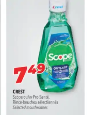 Familiprix Crest scope or pro-santé selected mouthwashes offer