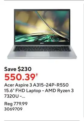 Staples Acer aspire 3 a315-24p-r5s0 15.6 fhd laptop - amd ryzen 3 7320u - 512 gb ssd - 16 gb ram - windows 11 - silver offer