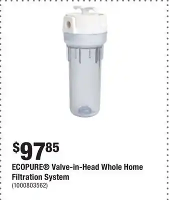 Home Depot Ecopure valve-in-head whole home filtration system offer