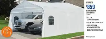 Canac Deluxe double car shelter offer