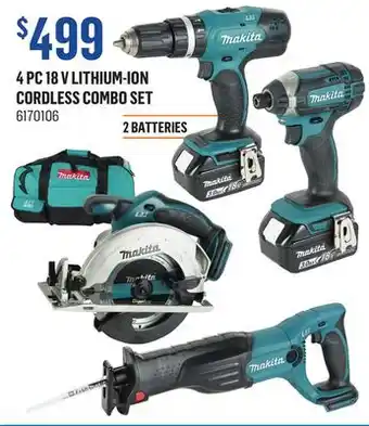 Canac 4 pc 18 v lithium-ion cordless combo set offer