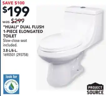 RONA Project source huali dual flush 1-piece elongated toilet 3.8-l/6-l offer