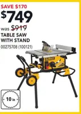 Réno Dépôt Dewalt table saw with stand offer