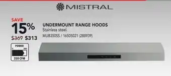 Réno Dépôt Mistral undermount range hoods offer