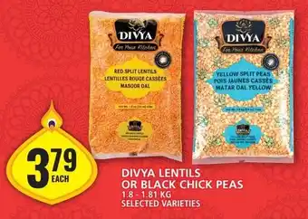 Food Basics DIVYA LENTILS OR BLACK CHICK PEAS 1.8-1.81KG SELECTED VARIETIES offer