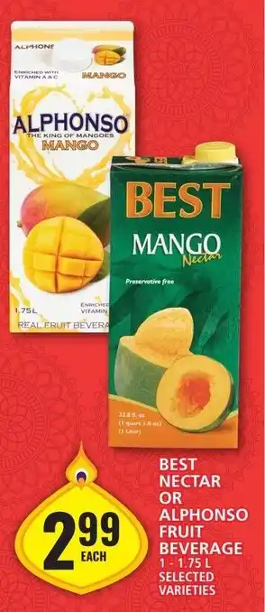 Food Basics BEST NECTAR OR ALPHONSO FRUIT BEVERAGE 1-1.75L SELECTED VARIETIES offer