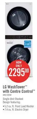 The Brick Lg washtower with 5.2 cu. ft. washer and 7.4 cu. ft. dryer - wke100hwa offer