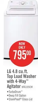 The Brick Lg 4.8 cu. ft. top-load washer with 4-way agitator - wt6105cw offer