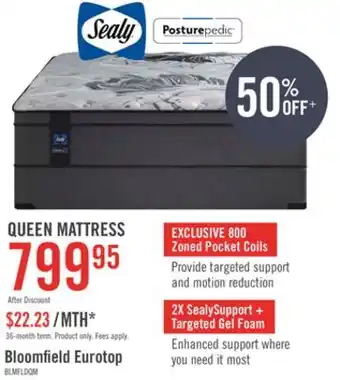 The Brick Sealy posturepedic bloomfield eurotop queen mattress offer
