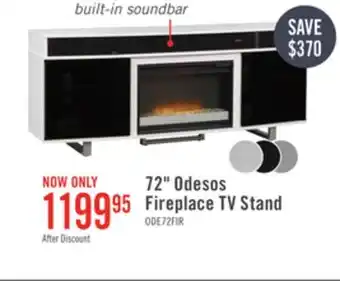 The Brick Odesos 72 tv stand with glass ember firebox and soundbar white offer