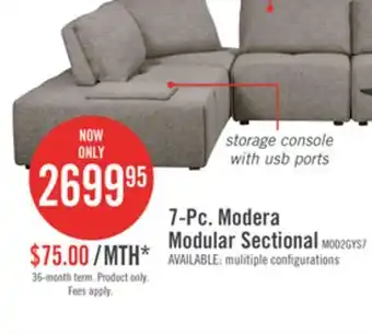 The Brick Modera 7-piece linen-look fabric modular sectional with 1 console - grey offer