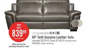 The Brick Seth genuine leather sofa - grey offer