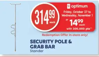 Wellwise by Shoppers Security pole & grab bar stander offer