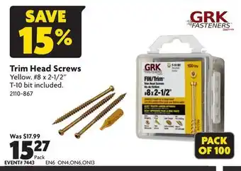 Home Hardware Trim head screws offer