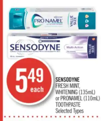 Shoppers Drug Mart Sensodyne fresh mint, whitening (135ml) or pronamel (110ml) toothpaste offer