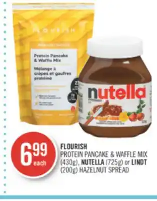 Shoppers Drug Mart Flourish protein pancake & waffle mix (430g) nutella (725g) or lindt (200g) hazelnut spread offer