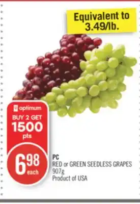 Shoppers Drug Mart Pc red or green seedless grapes offer
