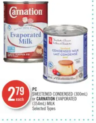 Shoppers Drug Mart Pc sweetened condensed (300ml) or carnation evaporated (354ml) milk offer