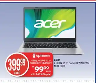 Shoppers Drug Mart Acer athlon 15.6 8/256gb windows 11 notebook offer
