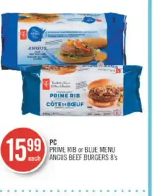 Shoppers Drug Mart Pc prime rib or blue menu angus beef burgers offer