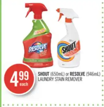 Shoppers Drug Mart Shout (650ml) or resolve (946ml) laundry stain remover offer