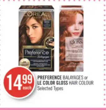Shoppers Drug Mart Preference balayages or le color gloss hair colour offer