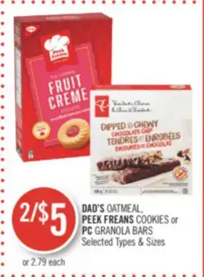 Shoppers Drug Mart Dad's oatmeal, peek freans cookies or pc granola bars offer