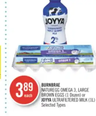 Shoppers Drug Mart Burnbrae naturegg omega 3, large brown eggs (1 dozen) or joyya ultrafiltered milk (1l) offer