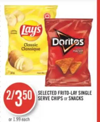 Shoppers Drug Mart Selected frito-lay single serve chips or snacks offer
