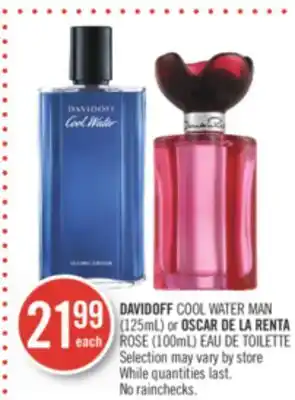 Shoppers Drug Mart Davidoff cool water man (125ml) or oscar de la renta rose (100ml) eau de toilette offer